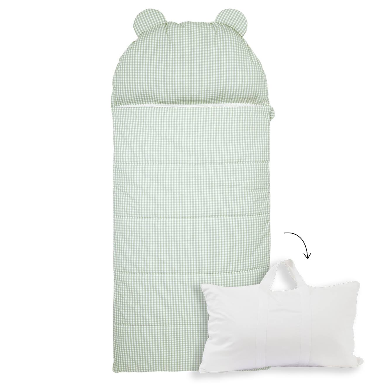 Sac De Couchage Coton Bio Vichy Vert
