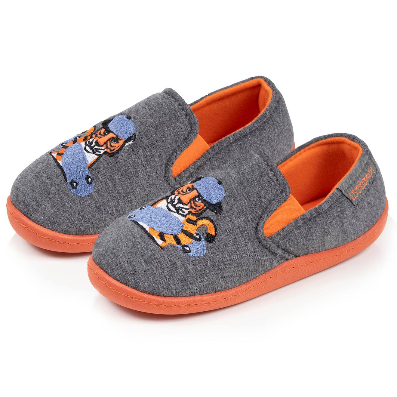 Chaussons Mocassins Jersey, Maintien Du Pieds, Semelle Légère, Souple Gris Chiné