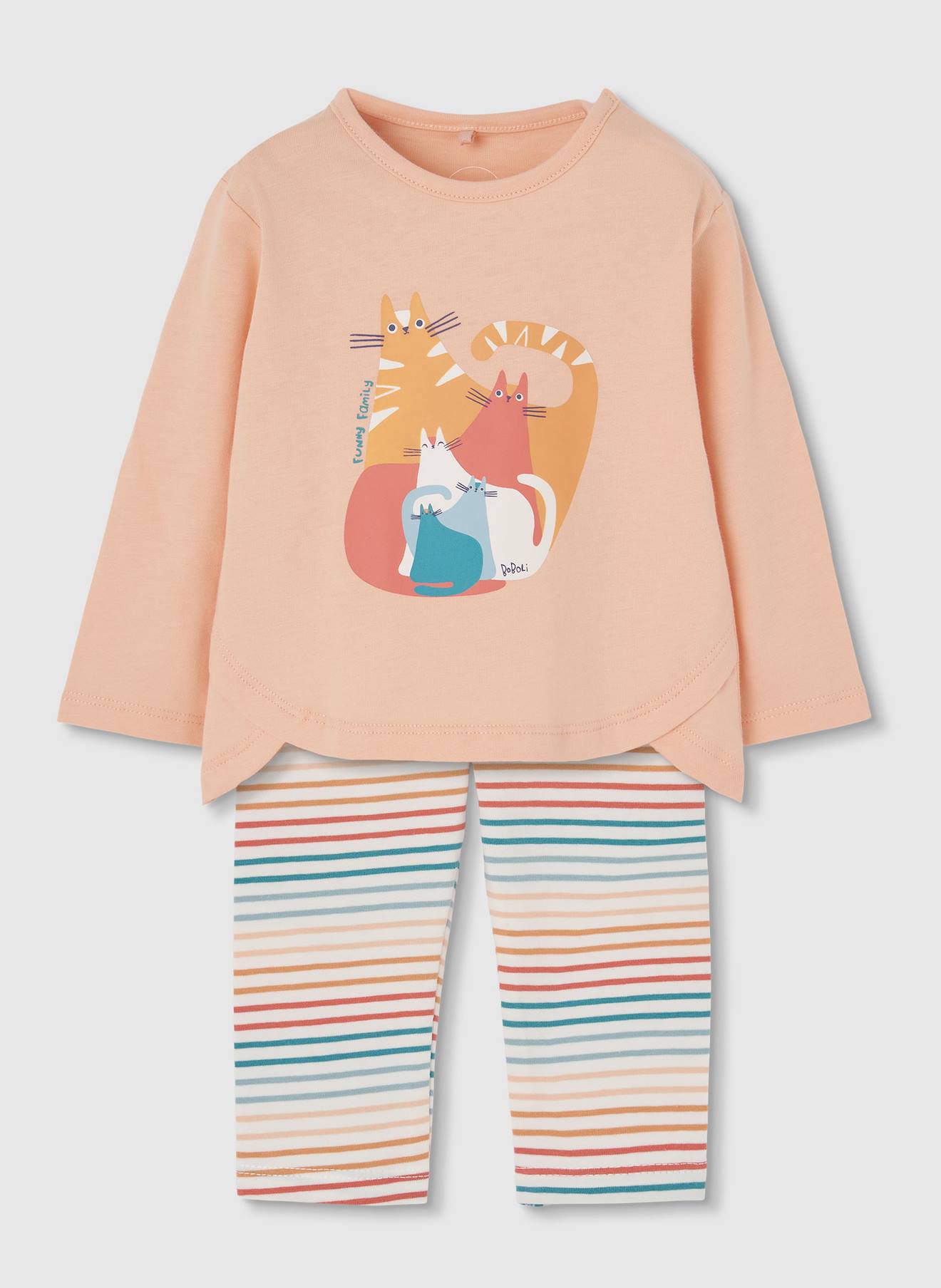 Ensemble Bébé T-shirt Et Pantalon Coton Marron