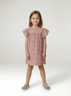 -Robe fille en gaze de coton imprimée