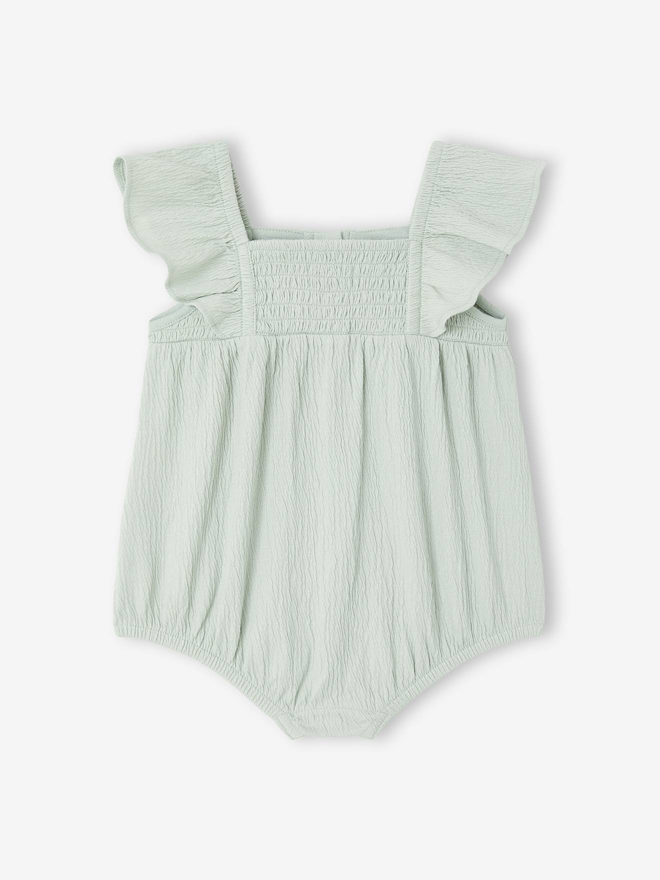 Combinaison bébé fille coton bio vert d'eau