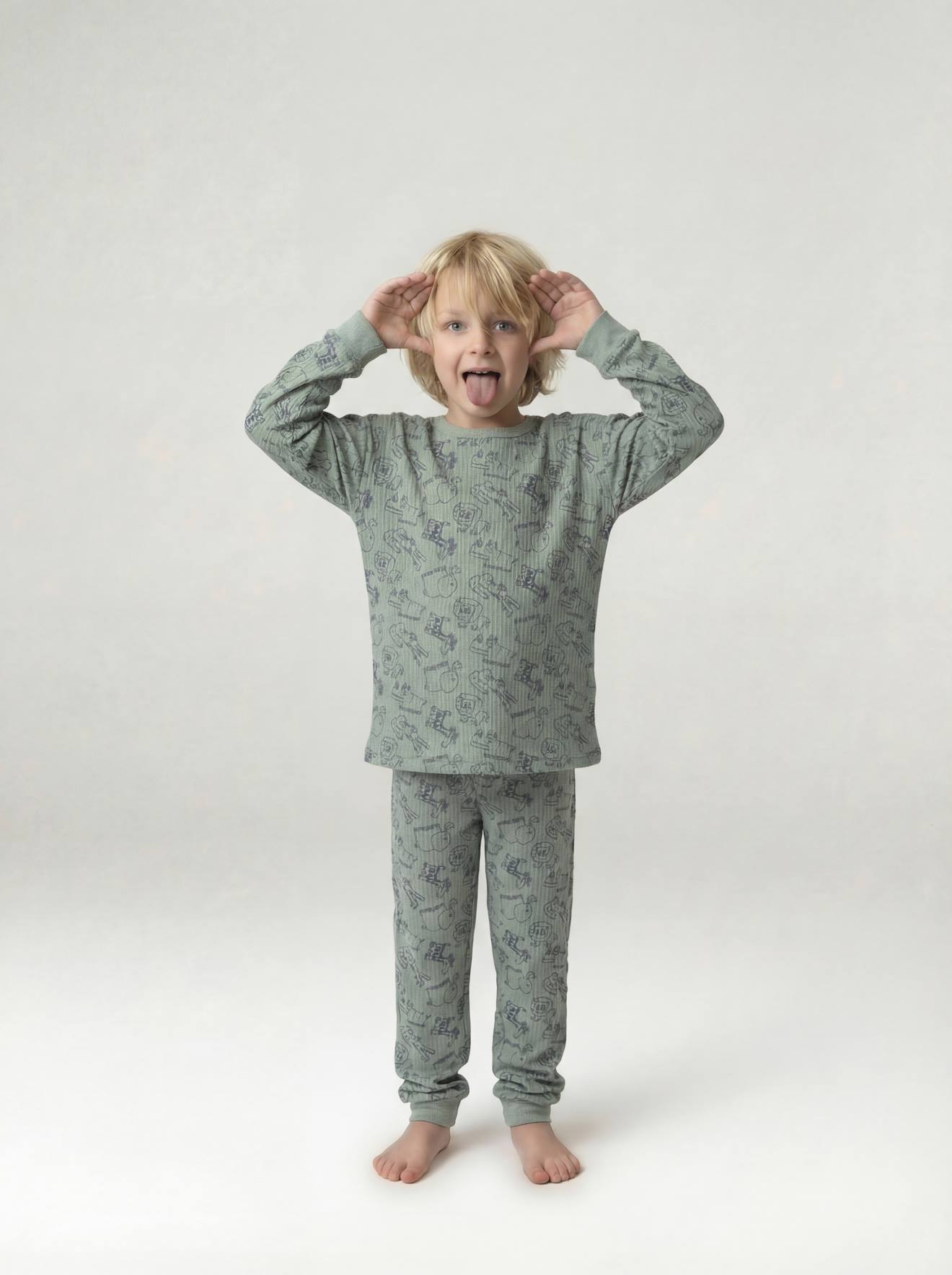 Pyjama garçon jungle vert sauge