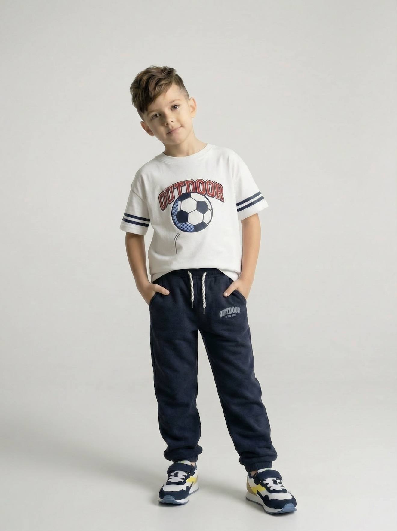 Jogging molleton taille ajustable marine