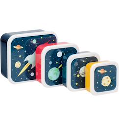 Puériculture-Repas-Vaisselle, coffret repas-Lot de 4 boîtes à goûter espace