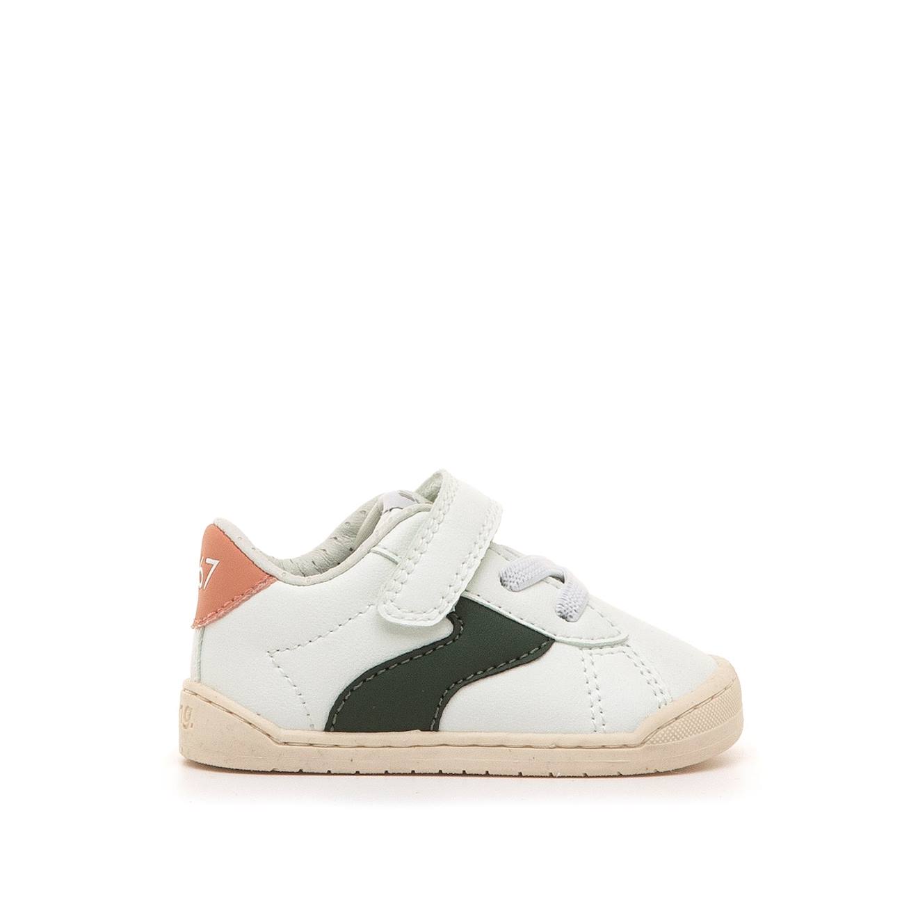 Sneakers Garçon Synthétique Lacets- Fermeture Adhésive Barefoot Blanc-vert
