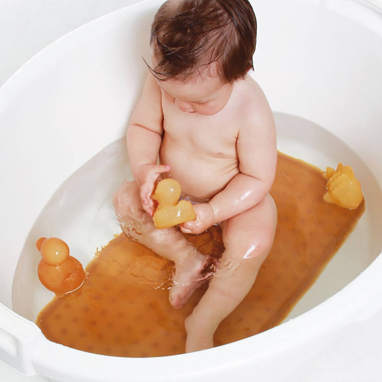 Tapis De Bain Antidérapant 55cm X 32cm En Caoutchouc Naturel Orange (Hevea) - Image 3