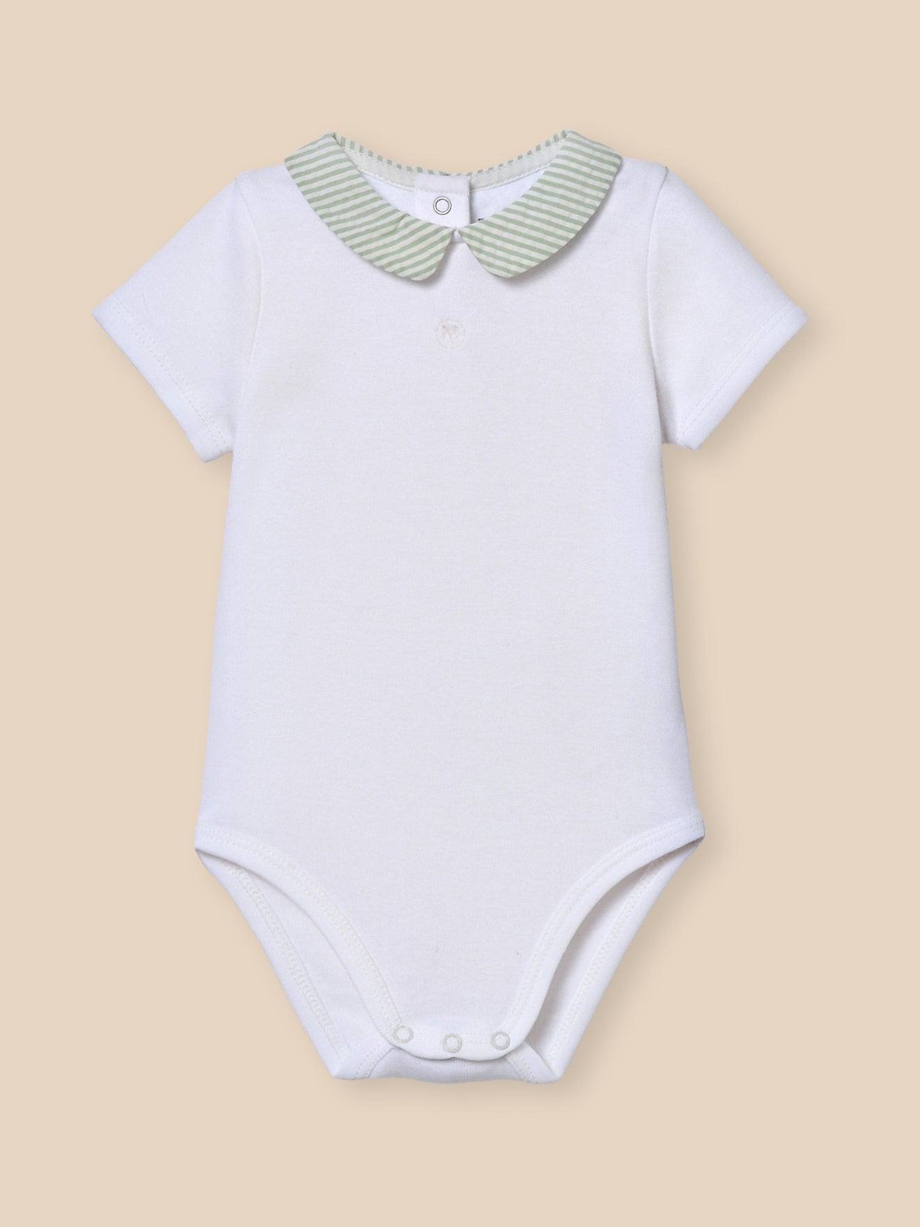 Body Col Vichy En Coton Biologique Rayure Amande