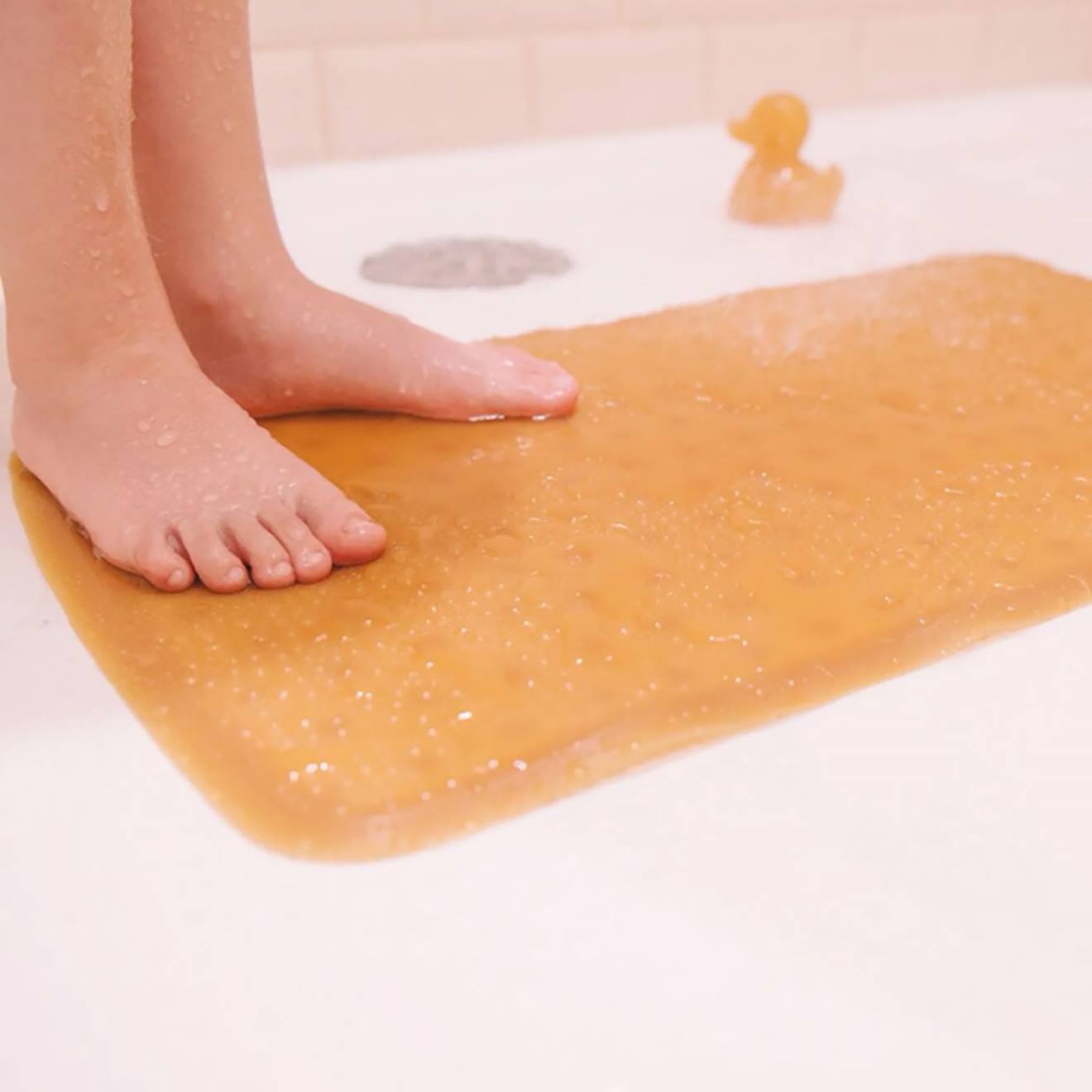 Tapis De Bain Antidérapant 55cm X 32cm En Caoutchouc Naturel Orange (Hevea) - Image 2