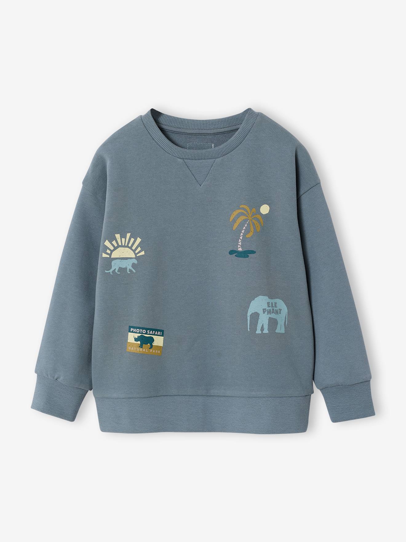 Sweat col rond manches longues bleu gris 8 €