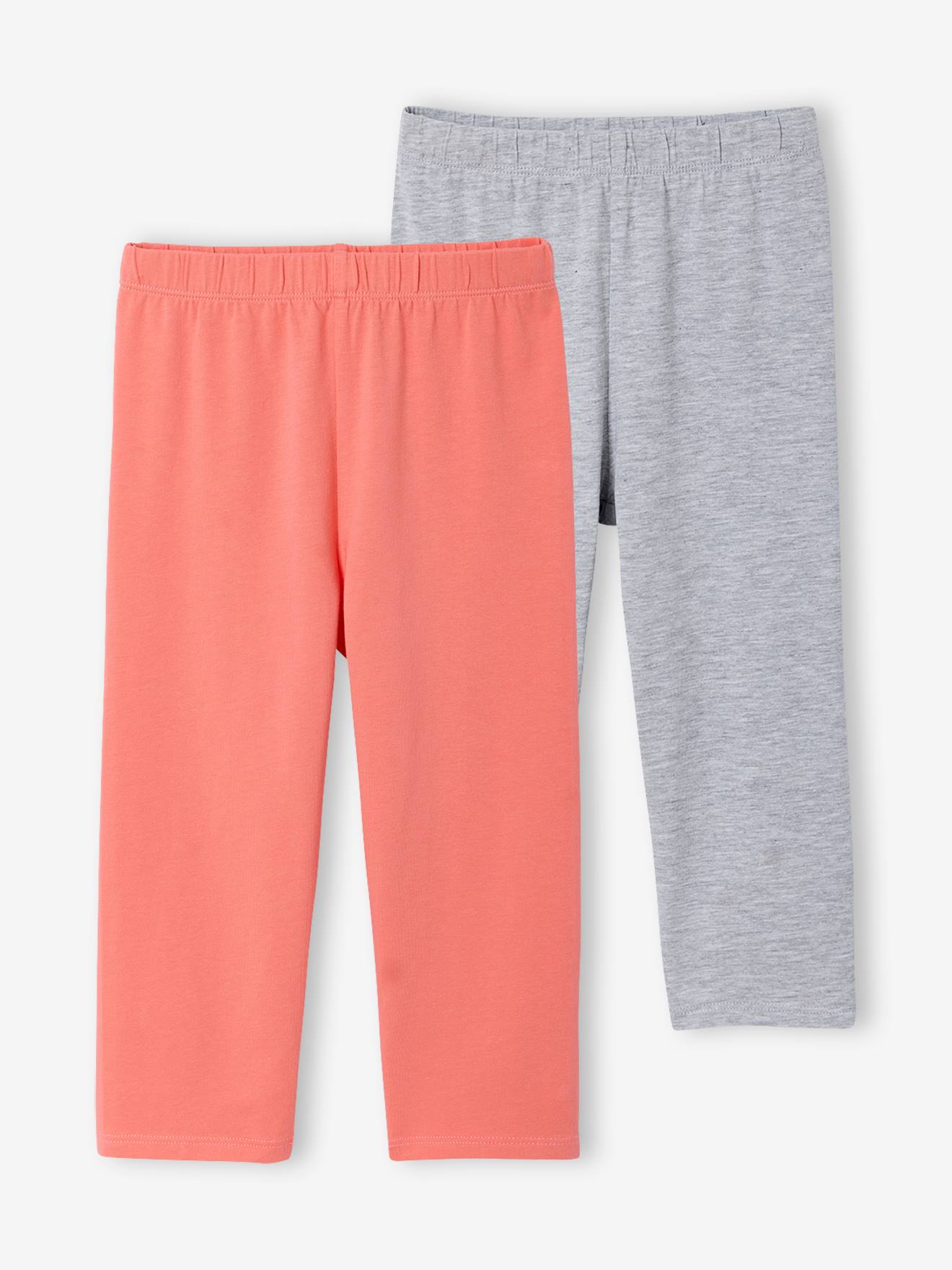 Lot de 2 leggings fille mi-mollets gris chiné
