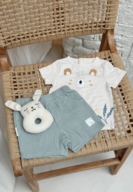 Bébé-Ensemble-Ensemble bébé t-shirt et short en gaze de coton mini rêve