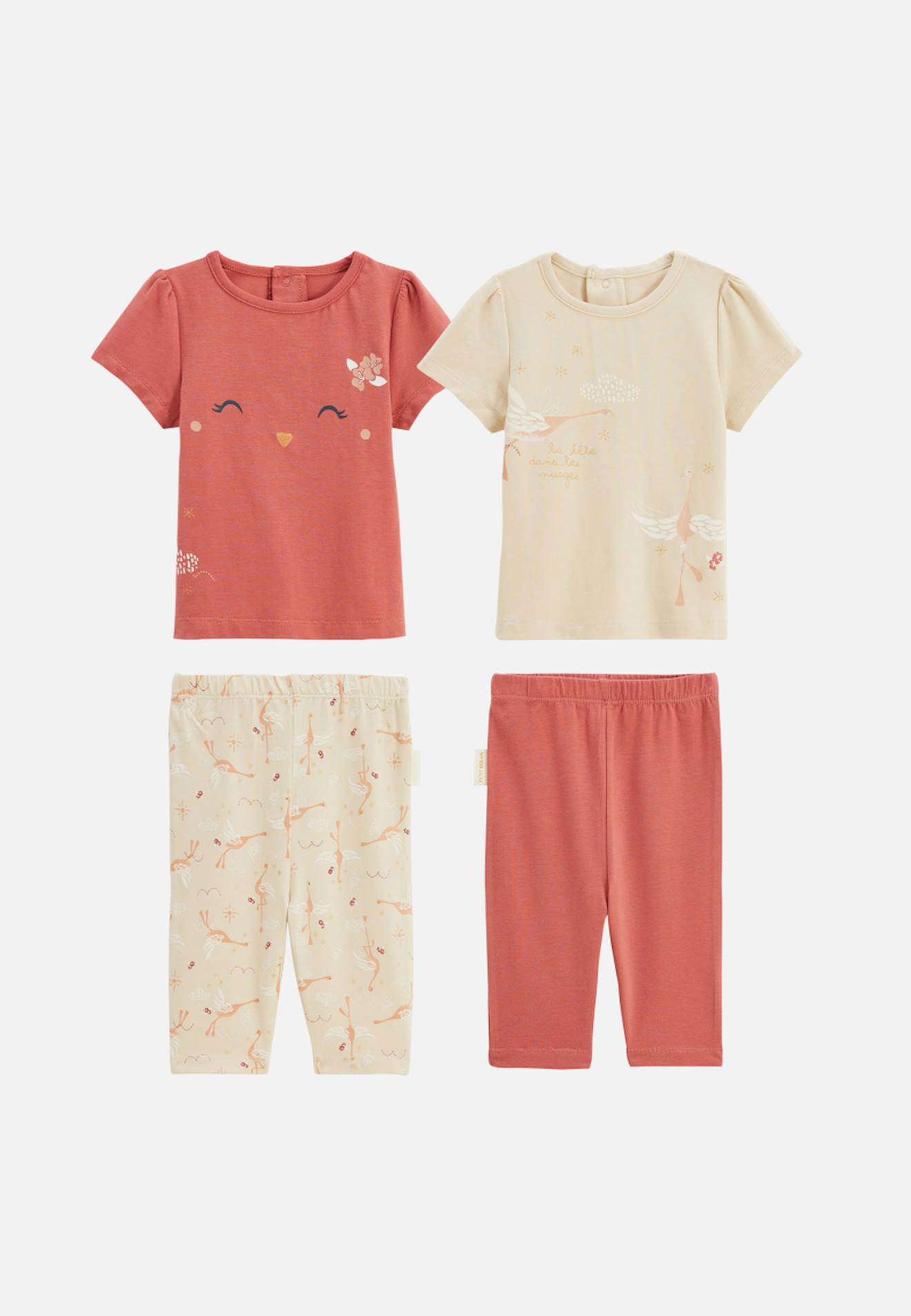 Lot de 2 pyjamas courts enfant 2 pièces poésie d'été vanille