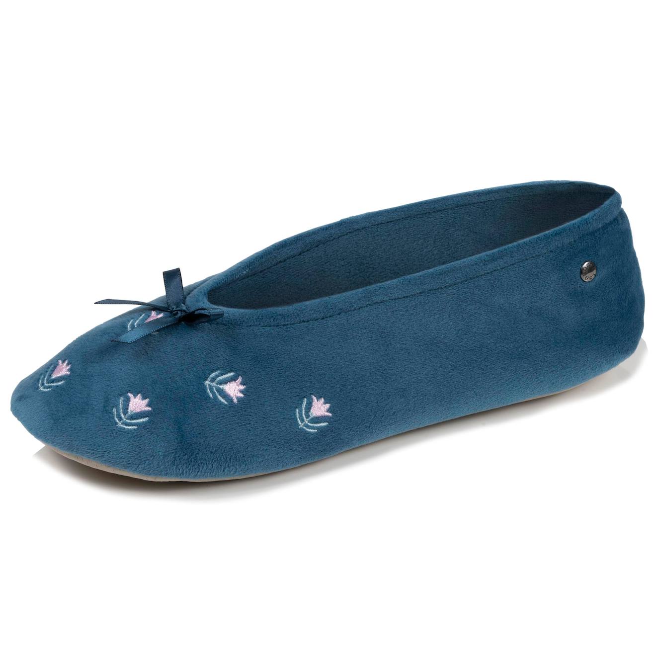 Chaussons Ballerines Ultra Confortables Semelle En Cuir Dtail Grand Nud Bleu Canardfleurs 34 €
