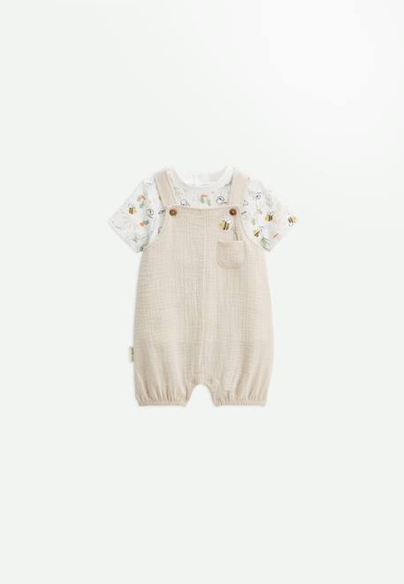 Bébé-Salopette, combinaison-Ensemble salopette bébé en gaze de coton et t-shirt eden