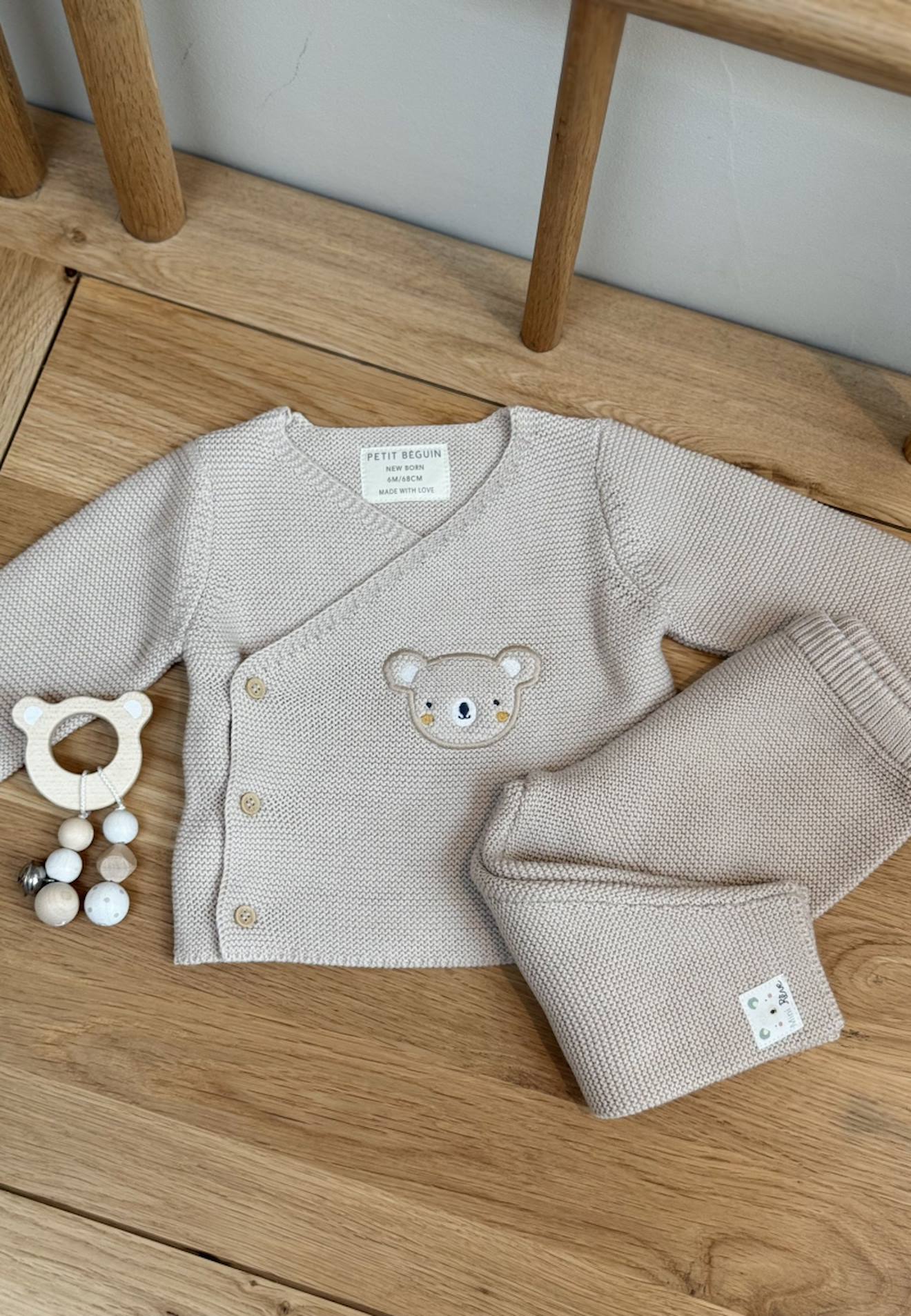 Ensemble Bébé Gilet Et Pantalon En Tricot Mini Rêve Beige