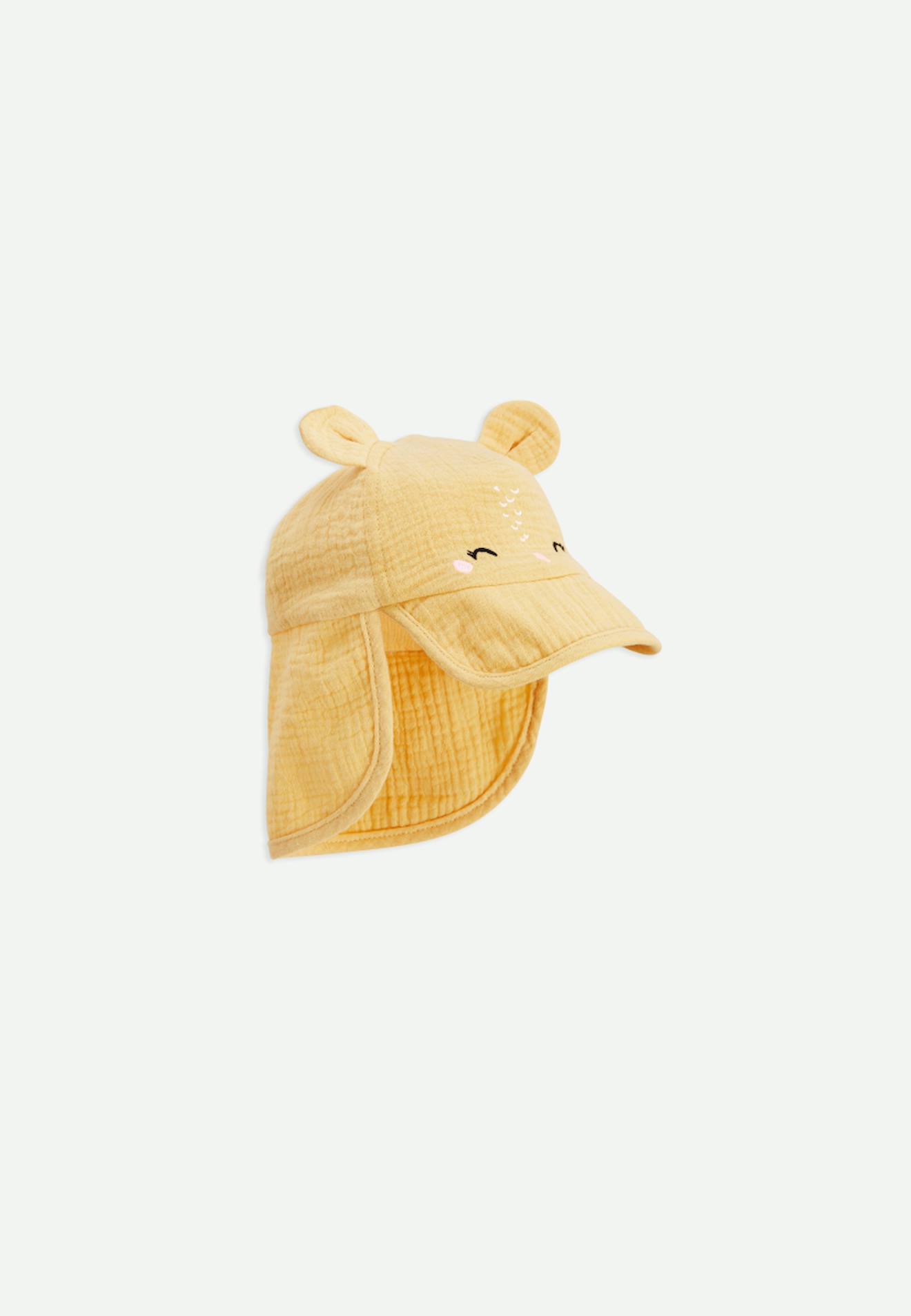 Casquette Cache-cou Bébé En Gaze De Coton Camila Jaune