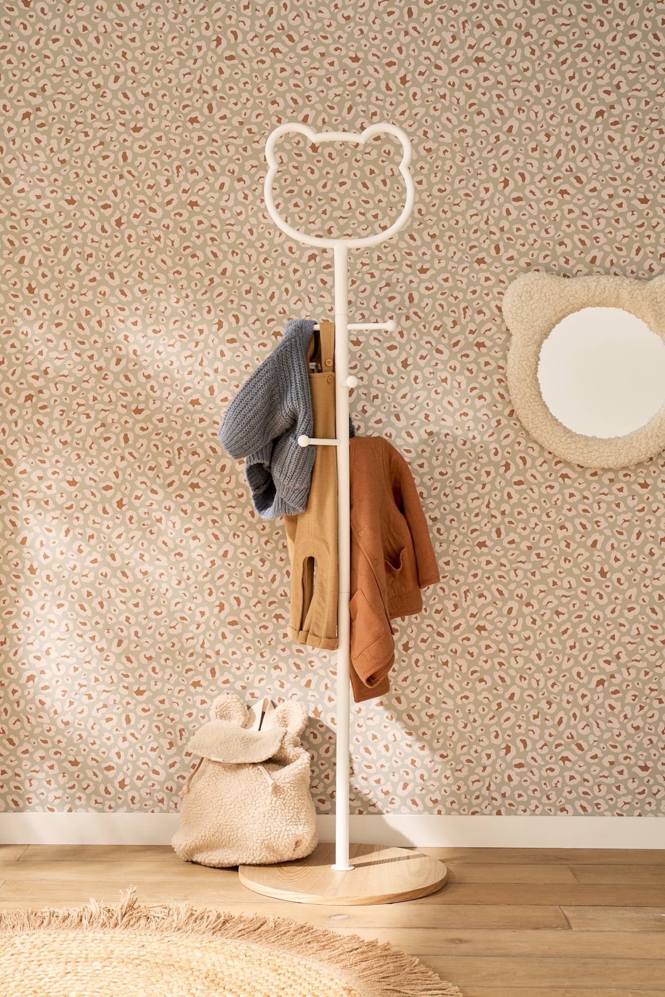 Porte-manteau enfant métal Ourson blanc