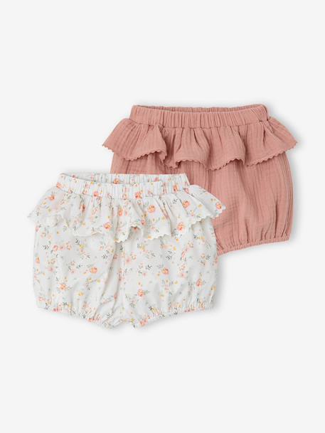 Bébé-Short-Lot 2 shorts bloomers bébé fille coton