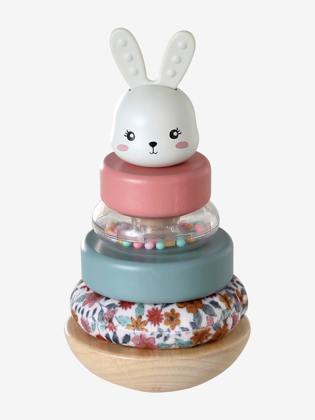 Tour à empiler lapin en bois FSC® rétro flower