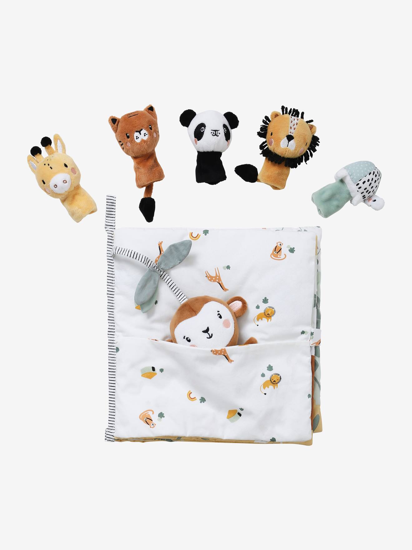 Livre bébé d'éveil + peluches TANZANIE blanc (Vertbaudet) - Image 2