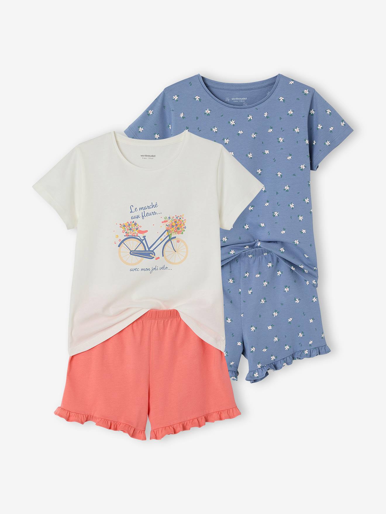 Lot 2 pyjashorts coton bleu
