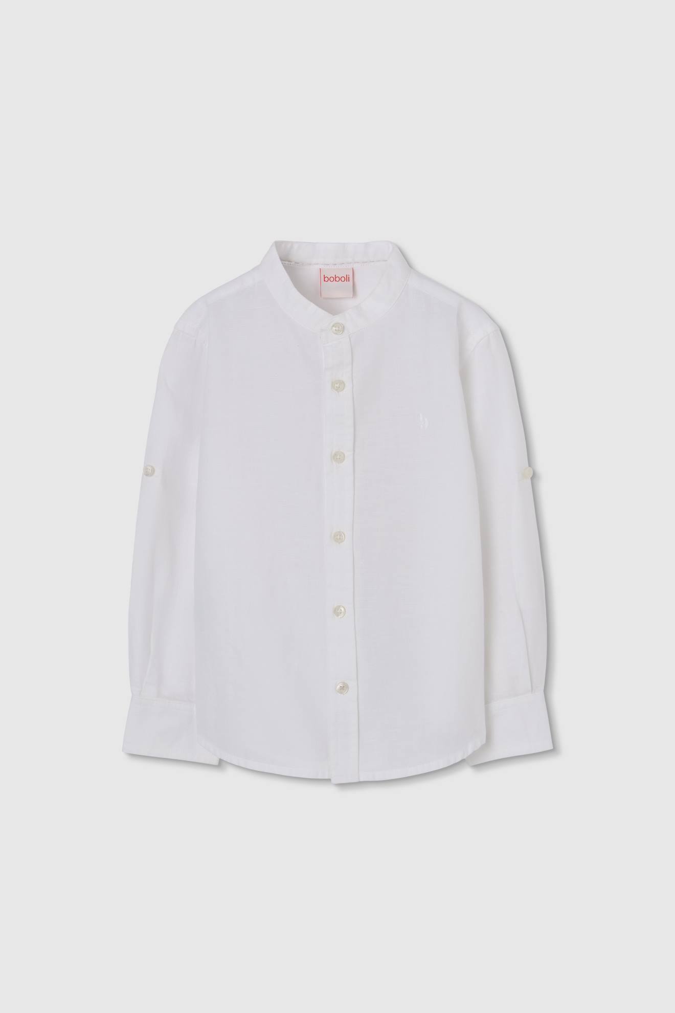 Chemise lin manches longues blanc