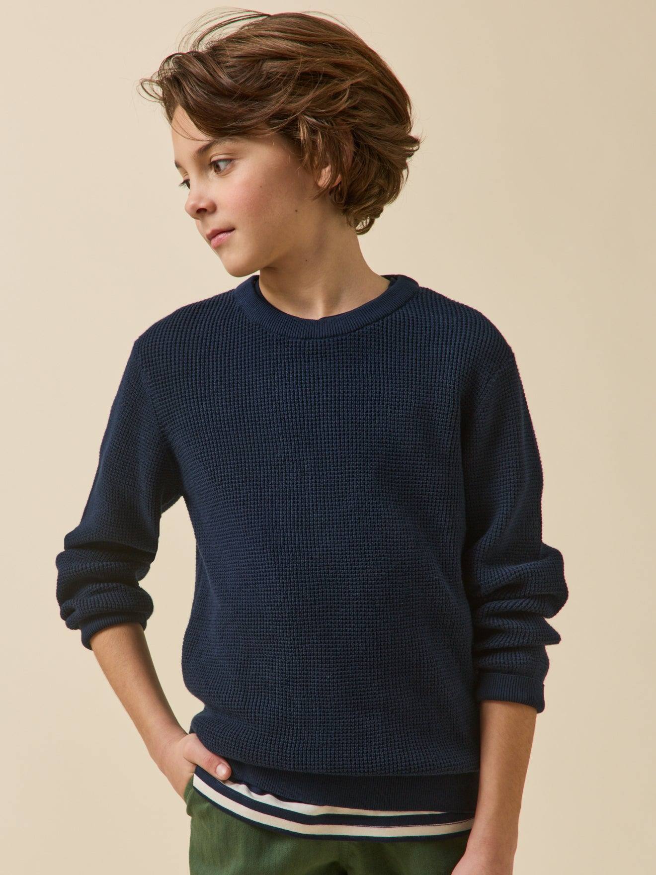 Pull Point Fantaisie Garçon Marine