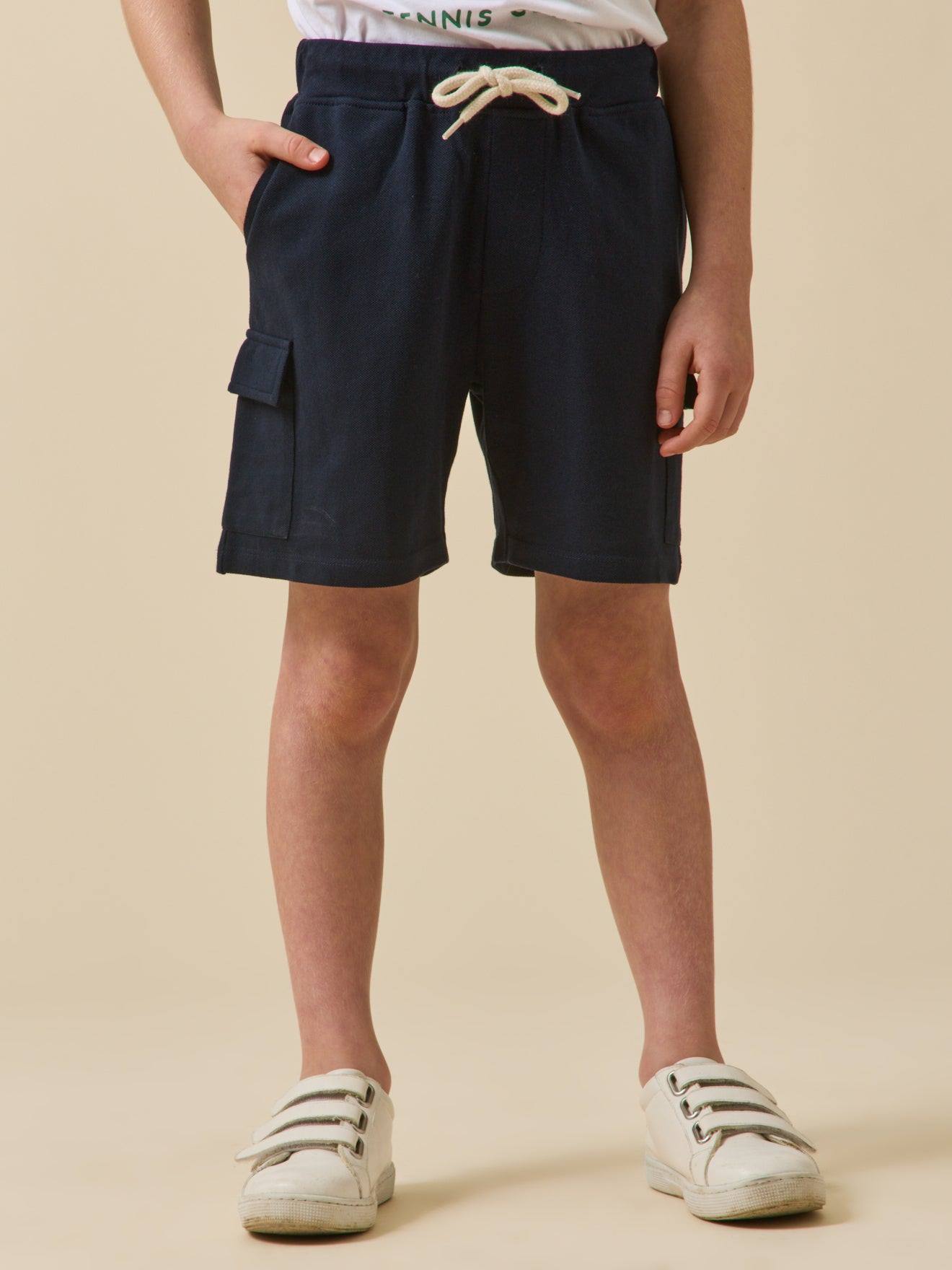 Short En Maille Piquée Garçon - Coton Biologique Marine