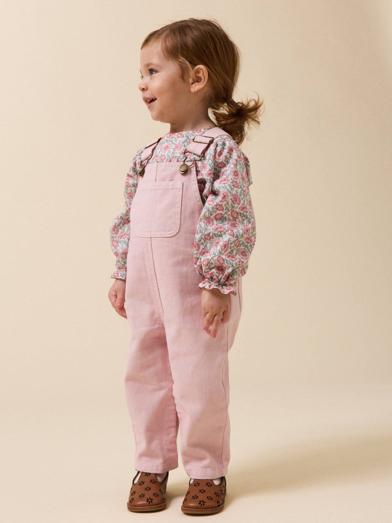 Salopette En Twill Bébé Rose Tendre Salopette En Twill Bébé Rose Tendre