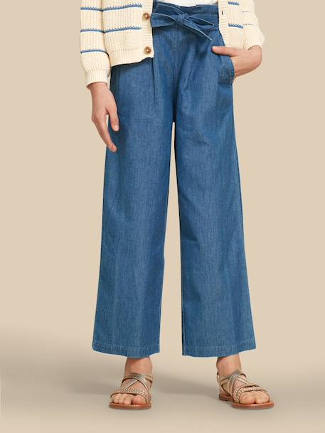 Fille-Pantalon-Pantalon large fille en denim light