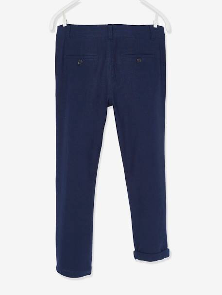 Pantalon garçon cérémonie chino en coton/lin beige+beige clair+bleu+marine foncé+vert sauge 24 - vertbaudet enfant 