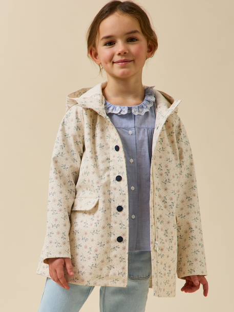 Fille-Manteau, veste-Ciré  à capuche - imprimé lily