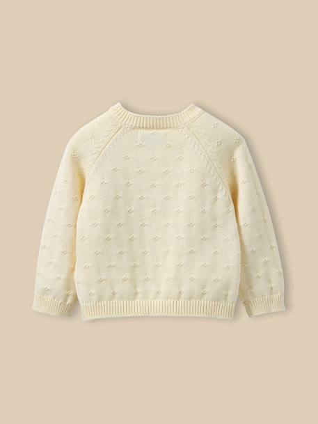 Cardigan maille ajourée bébé - coton biologique Ecru+Jaune pastel+Tangerine+Vert pastel 9 - vertbaudet enfant 