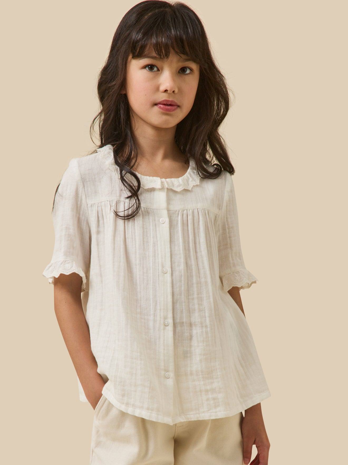 Chemise Fille En Gaze - Coton Biologique Ecru