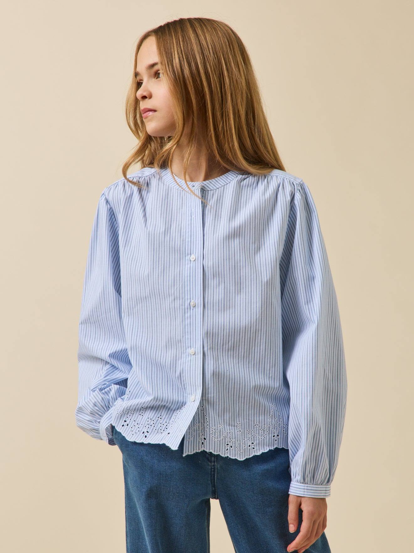 Chemise Rayée Fille - Collection Junior Rayure Bleu/ecru Chemise Rayée Fille - Collection Junior Rayure Bleu/ecru