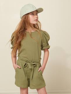 -Short fille en gaze de coton biologique
