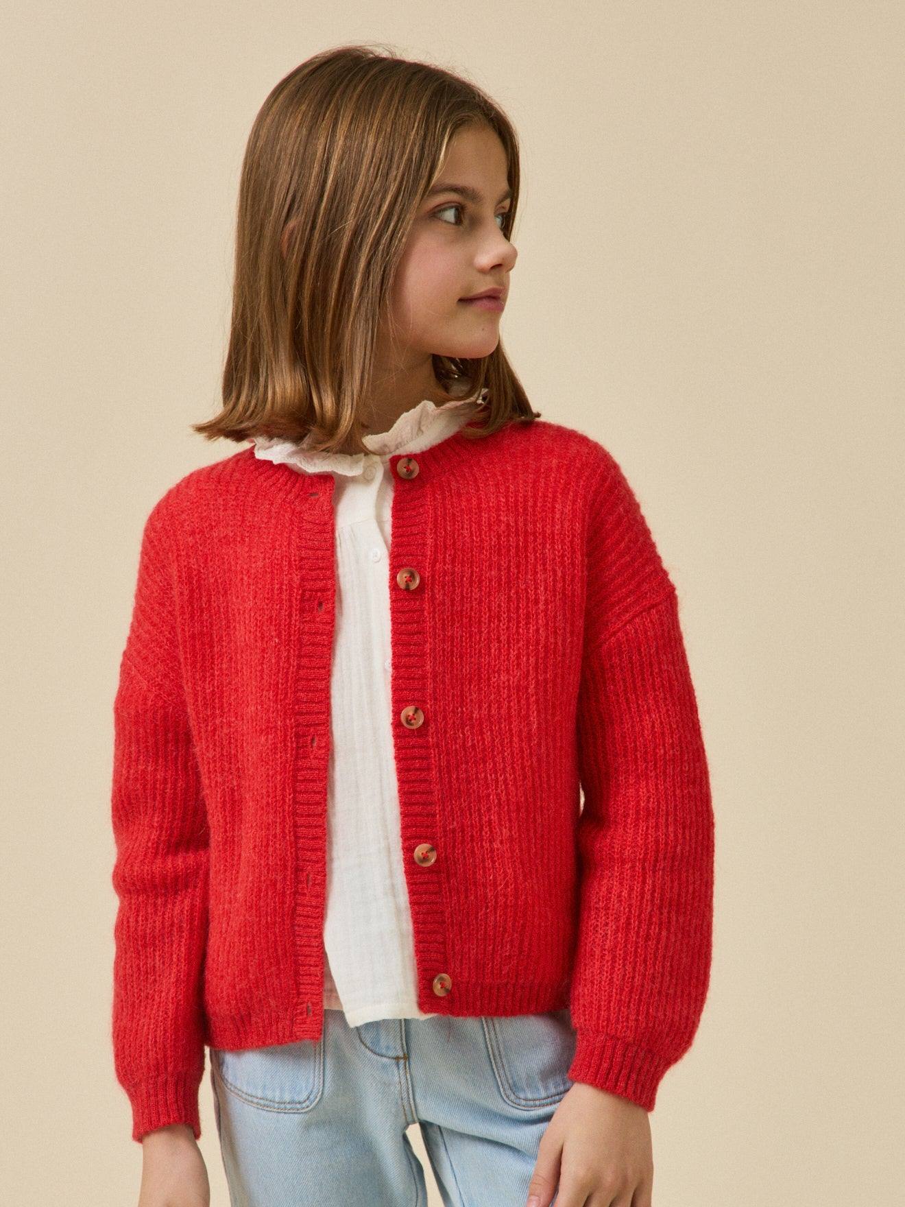 Cardigan Fille Avec Laine Et Mohair Tangerine