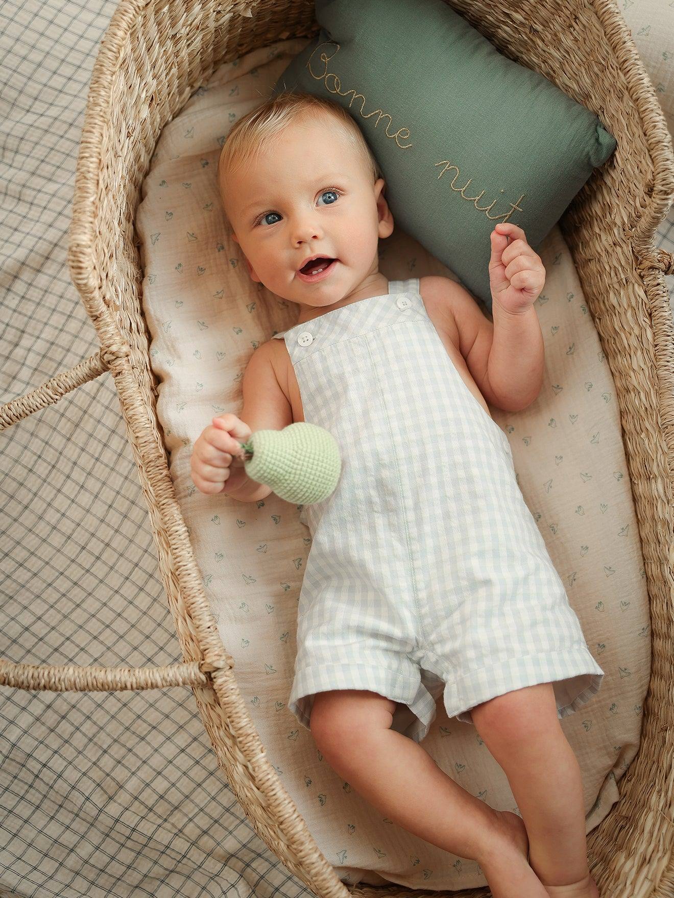 Salopette Courte Bébé Vichy Bleu/vert Salopette Courte Bébé Vichy Bleu/vert