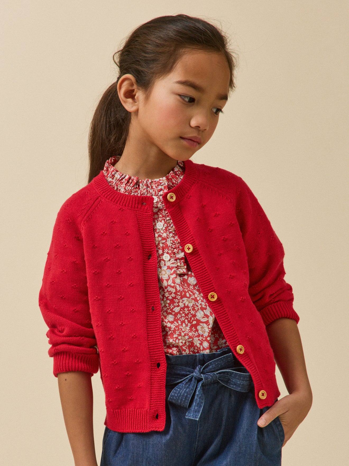 Cardigan point fantaisie rouge theatre