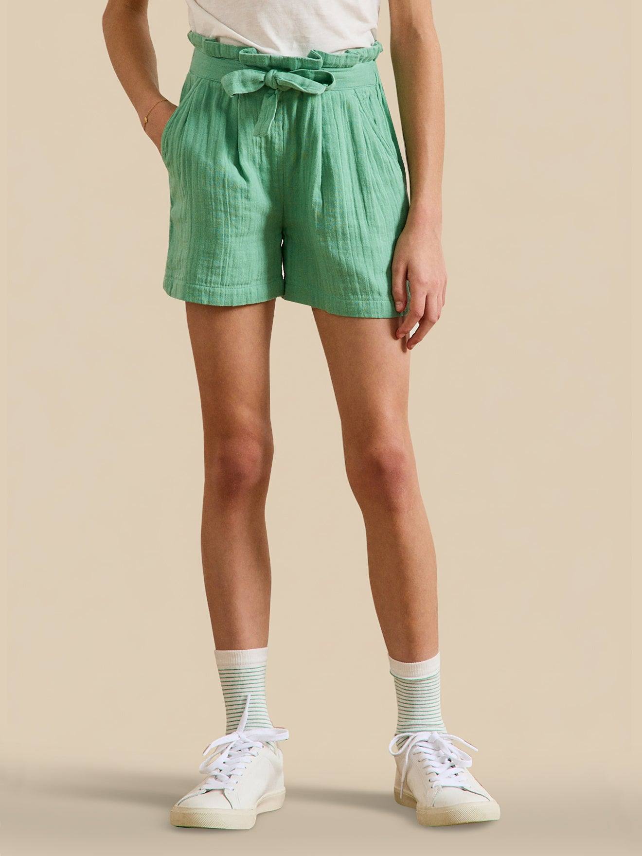 Short Fille En Gaze De Coton Biologique Chlorophyle Short Fille En Gaze De Coton Biologique Chlorophyle