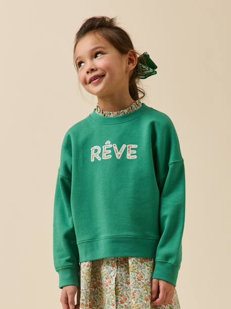 Fille-Sweat fille à message en tissu liberty - coton biologique