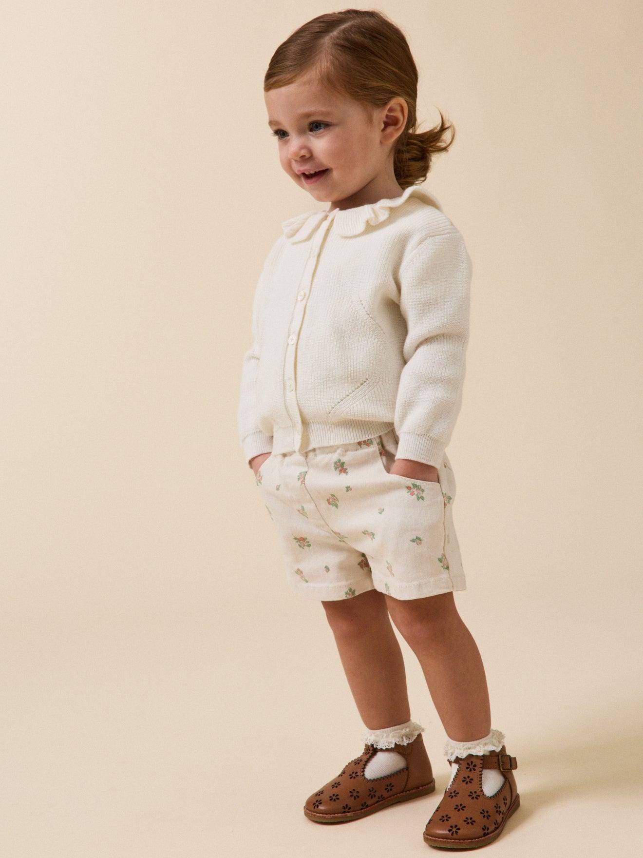 Cardigan coton biologique et laine bébé ecru