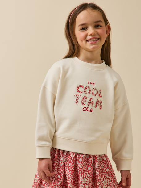 Fille-Pull, gilet, sweat-Sweat  à message en tissu liberty - coton biologique