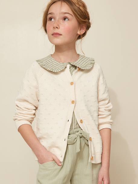 Fille-Pull, gilet, sweat-Cardigan  point fantaisie