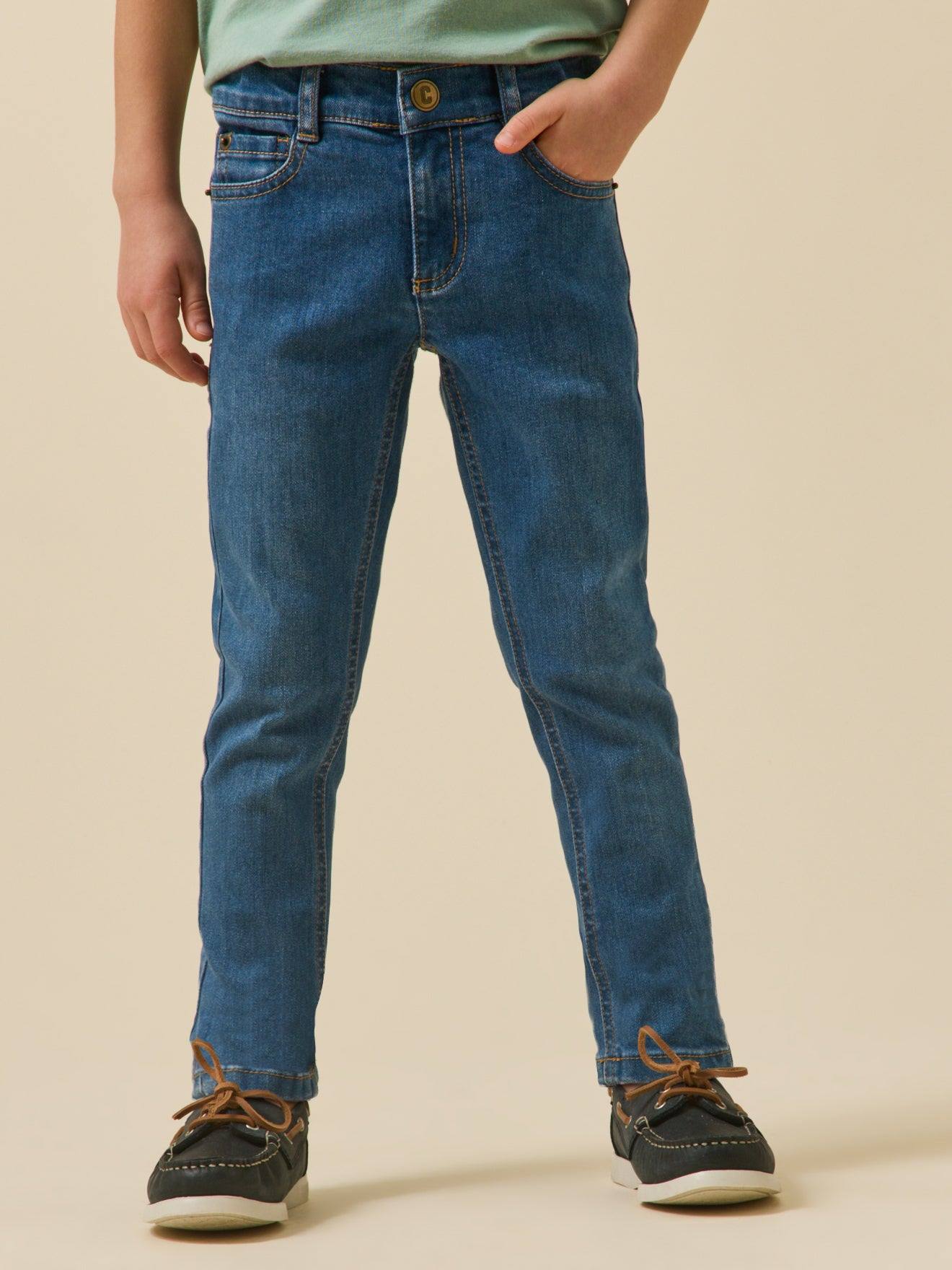 Jean Coupe Slim Garçon Bleu Moyen Uni Jean Coupe Slim Garçon Bleu Moyen Uni