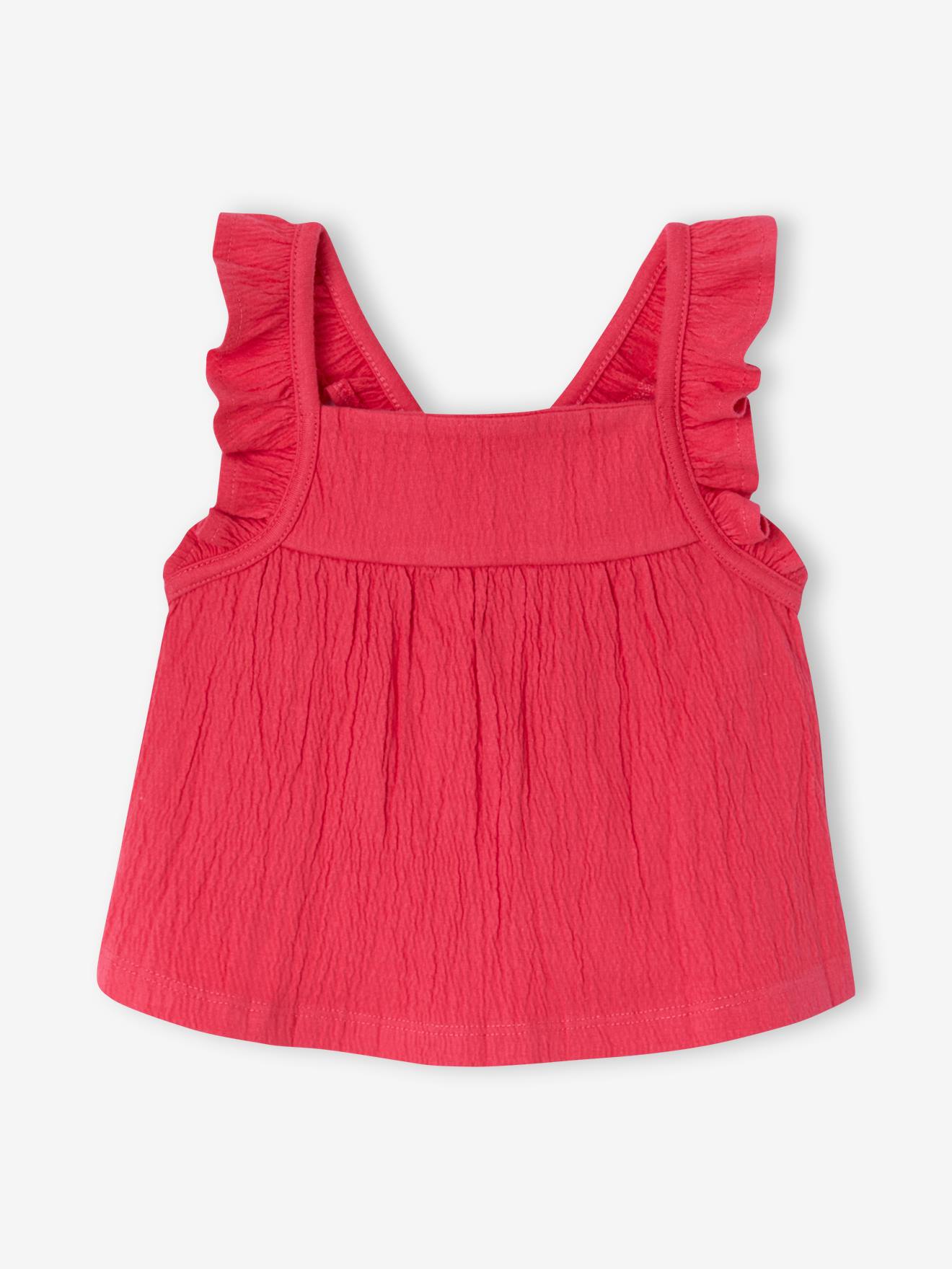 T-shirt sans manche bébé fille framboise
