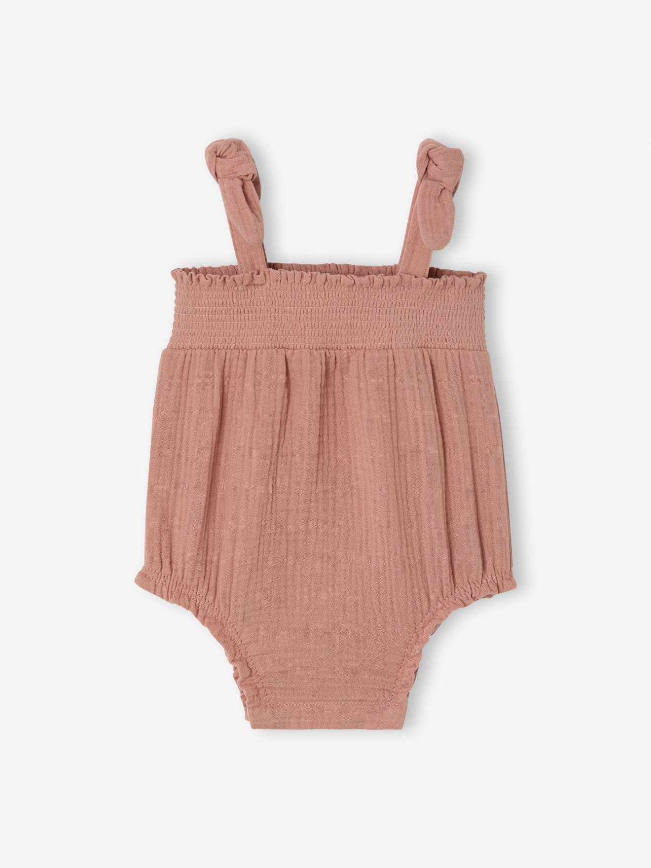 Barboteuse bretelles coton argile