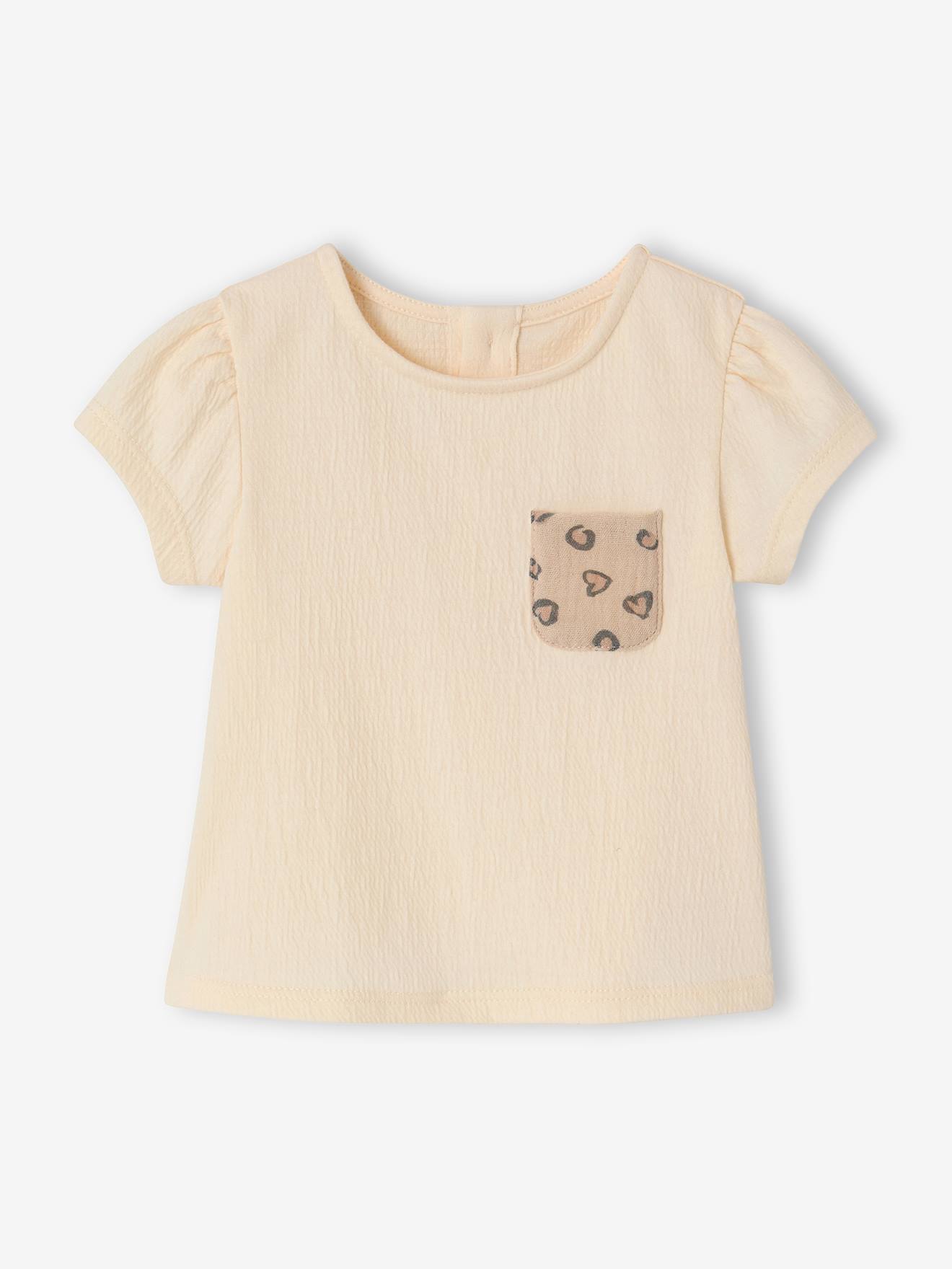 T-shirt manches courtes bb fille vanille 6 €