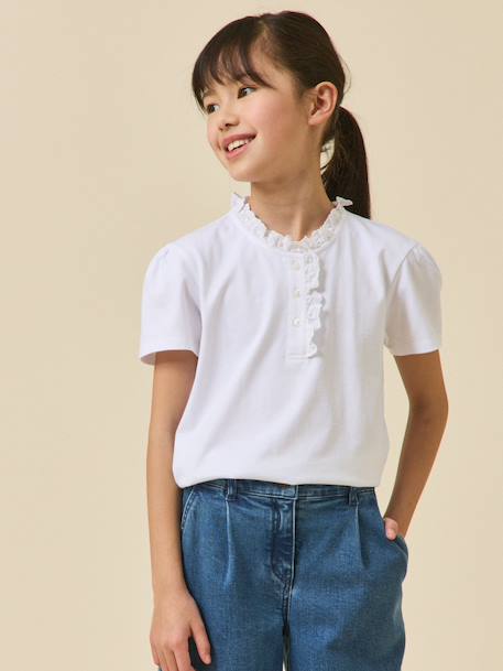 Fille-T-shirt  à col froufrou - collection junior