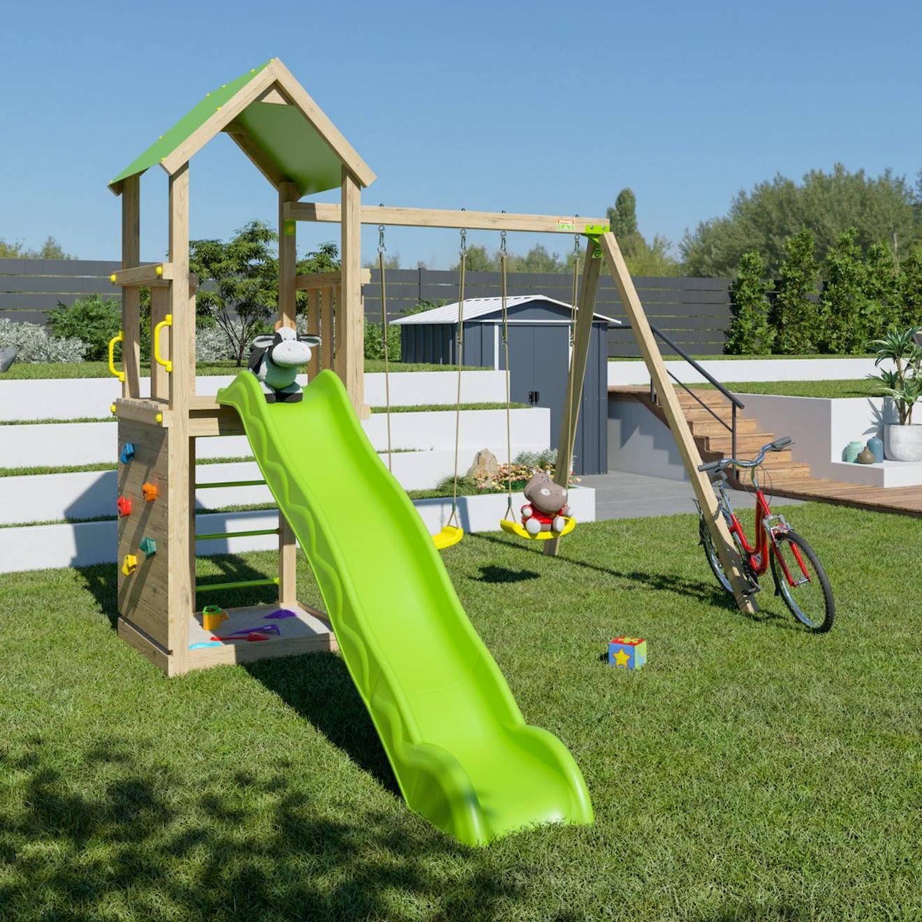 Aire De Jeux En Bois Smart Xperience Trigano - 7 Enfants Bois